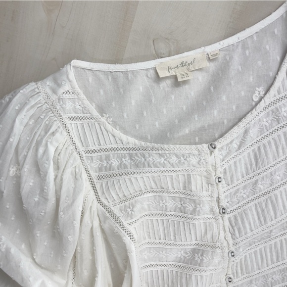 FOREVER THAT GIRL x Anthropologie verushka white embroidered peasant blouse top - Picture 3 of 12